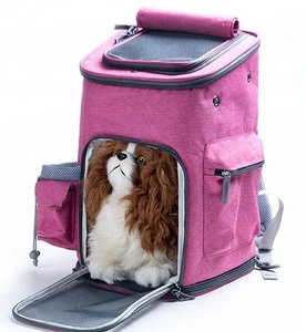 Image of Dog Space Bag Pet Carrier Travel Backpack Nylon Mesh Pet Carrier Backpack Front Net Bag