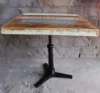Industrial Cast Iron And MS Iron Leg With Reclaimed Wood Top Single Leg Dining Table For Cafe And Restaurant