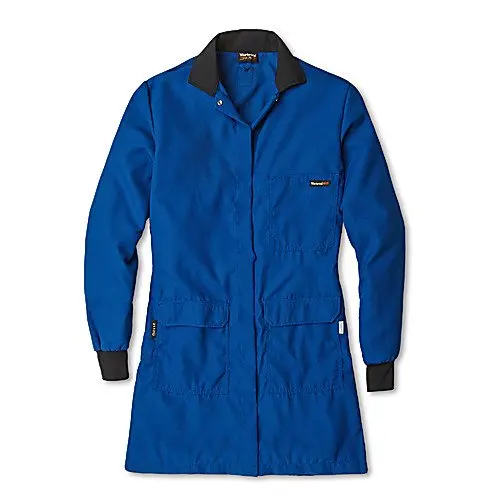 Workrite Uniform 354CH45RB2L 00 Women's Flame-Resistant/Chemical Protection Lab Coat, 2XL Size, 4.5 oz. Nomex IIIA Fabric, Royal Blue