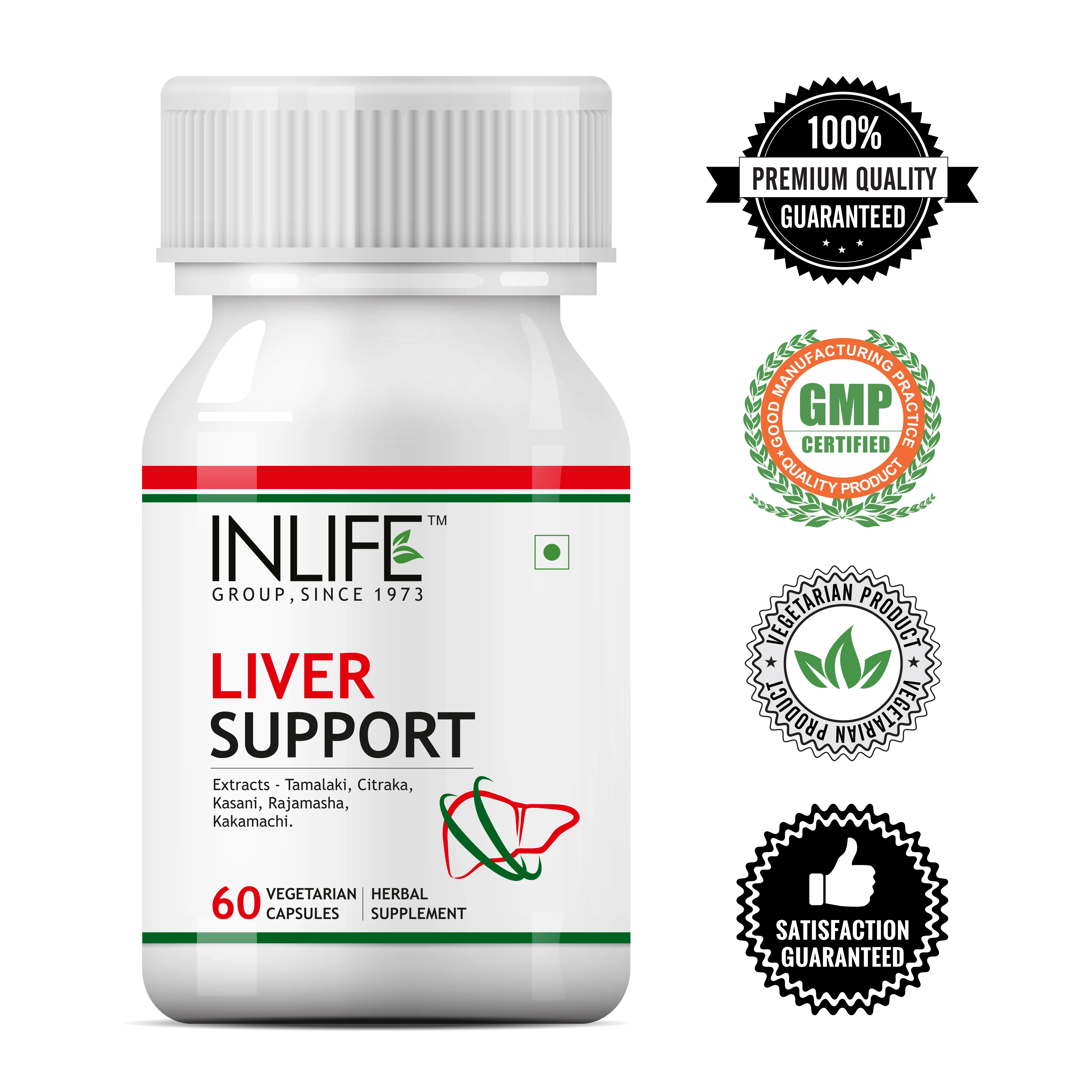
INLIFE Ayurvedic Herbal Liver Cleanse Detox Active Support Ayurvedic Medicine - 60 Vegetarin Capsules 