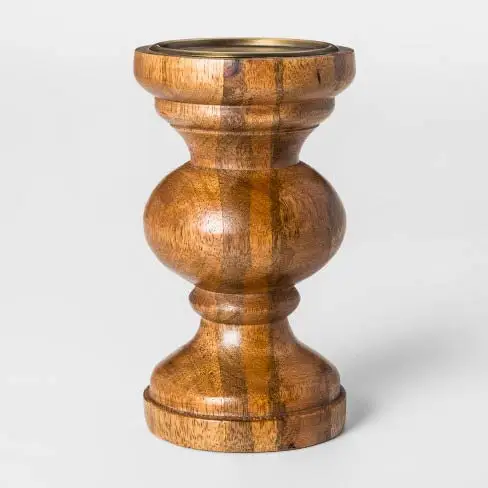 wood pillar candle holders