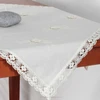 Embroidered Flower Crocheted Lace Edging Natural Color All Sizes with Cushion Complement Linen Table Cloth