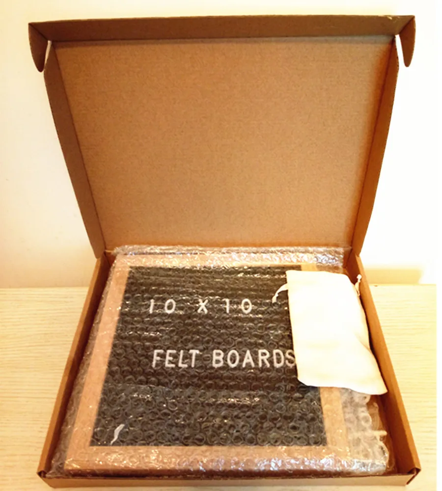 
Factory Price 10 x 10 Oak Wood Frame Felt Letter Board with Plastic Letters 
