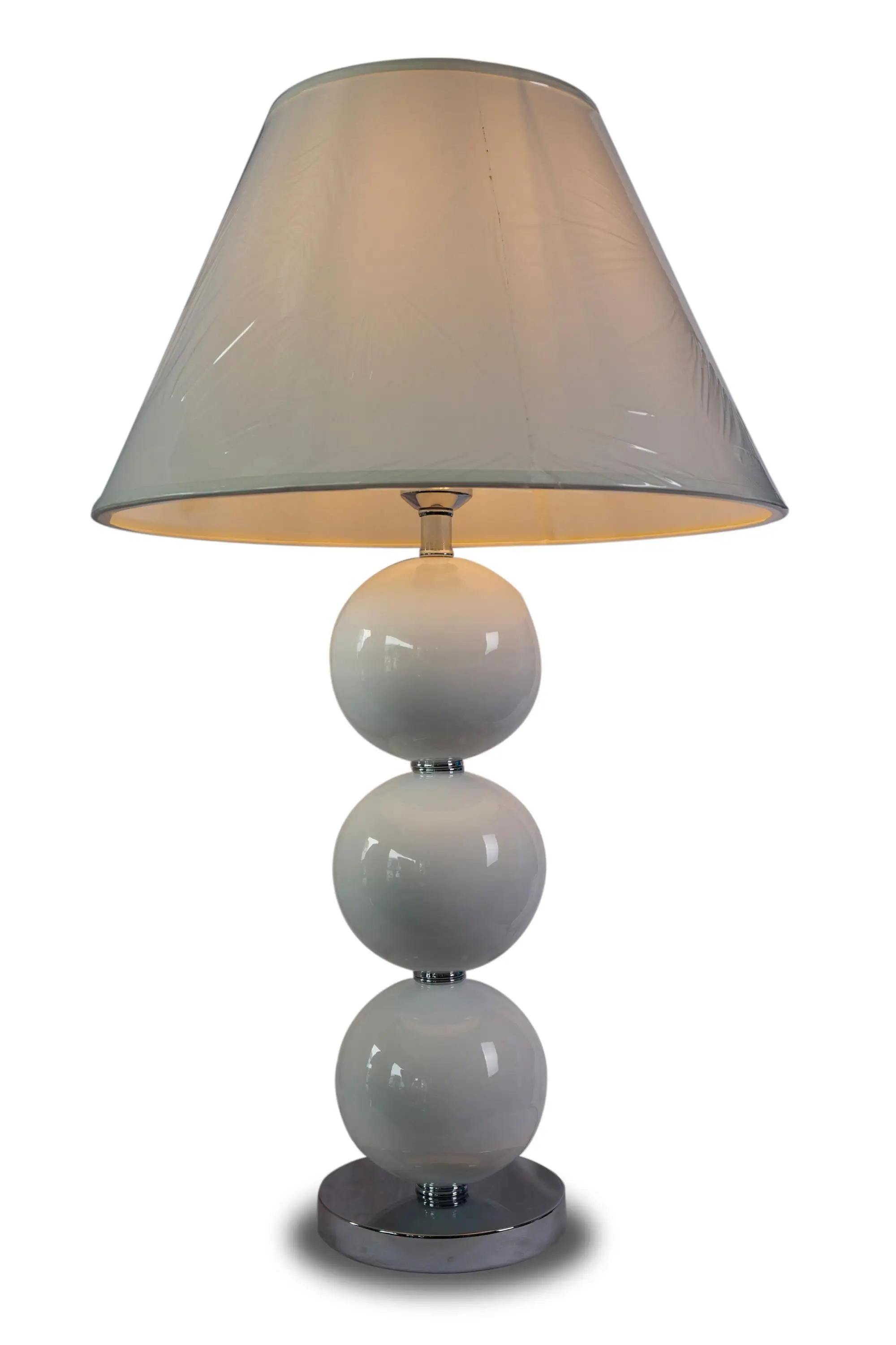 white ball table lamp