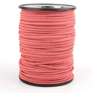 Natural cork 3mm round pink cork cord Portuguese cork wholesale jewelry supplies /Findings Cor-161