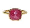 Dyed Ruby Gold Vermeil Cushion Bezel Ring