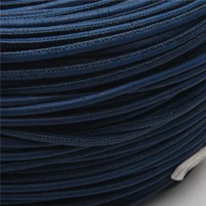 Natural cork 5mm round dark blue with black cork cord Portuguese cork wholesale jewelry supplies /Findings Cor-177
