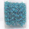 Black Rhodium Blue Topaz Wire Wrapped beaded Cluster Rosary Chain