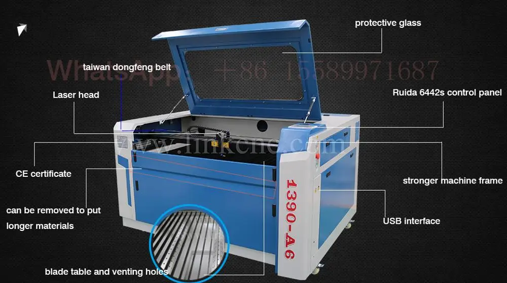New model! Stronger machine frame laser cutting machine LXJ1390 with higher precision