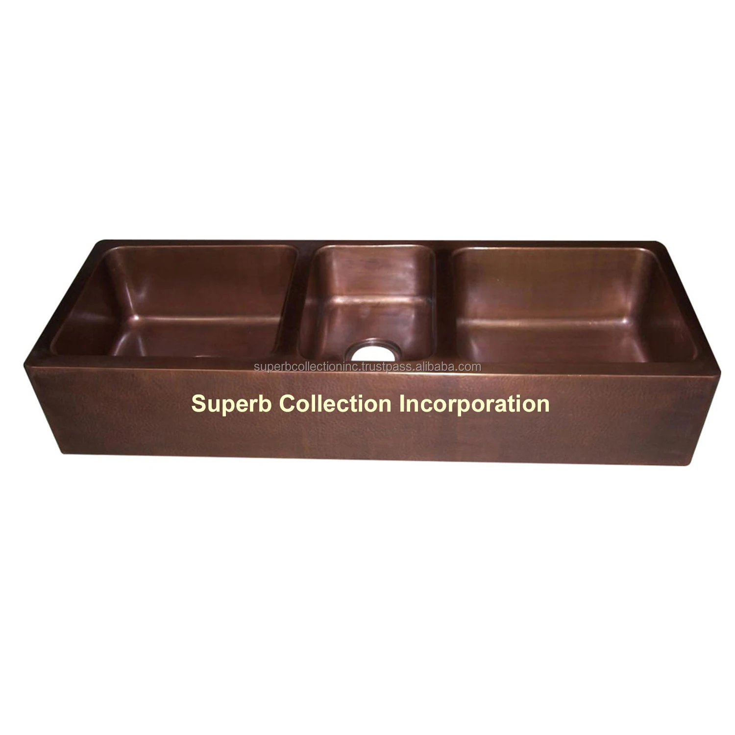 Copper Sink Rounded Apron Front Farmhouse Kitchen Double Bowl Mexican