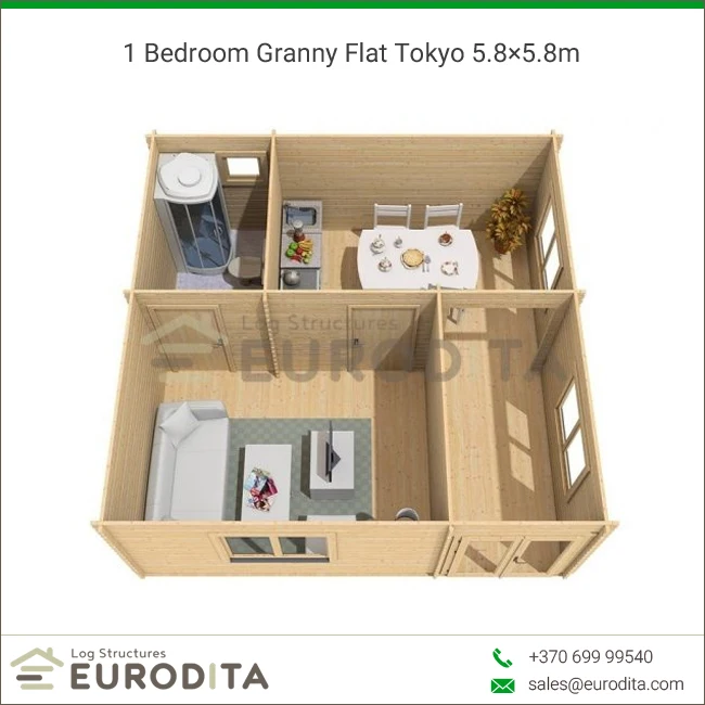 1 Bedroom Modern Granny Flat Tokyo Prefab Wooden House 5 8x5 8m Buy Prefab Modern Houses Prefab House 5 8x5 8m Log Cabins Product On Alibaba Com