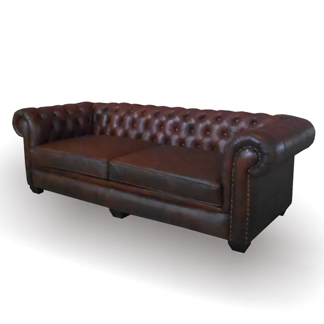 Indonesia Furniture Kulit Chesterfield Sofa 2 Kursi Kulit Chesterfield Sofa 2 Kursi