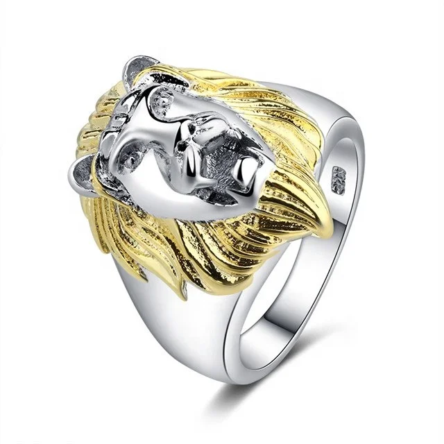 

Punk Animal Lion Finger Ring Luxury Cubic Zirconia Biker Ring Gold Color Big Rings For Men Fashion Jewelry Best Gift