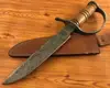 Custom Made Hand Forged Damascus Steel D Guard Bowie Knife