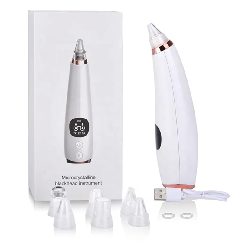 

Portable Electric Pore Blackhead Vacuum Cleaner Blackhead Remover Tool Kit with 6 Replaceable Suction Heads, White