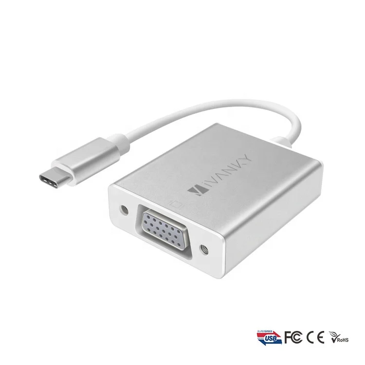 

High Speed Type-C Male to VGA Female USB-C to VGA Adapter USB 3.1 Type C to VGA Adapter Converter Cable for Apple Macbook, Silver