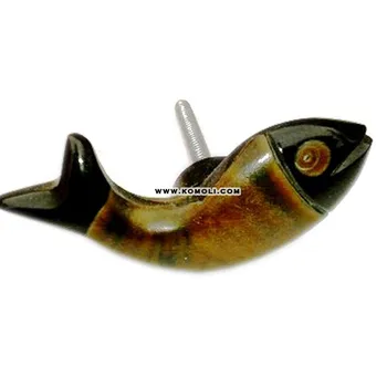 Fish Shape Custom Design Horn Bone Handles Knobs For Cabinet