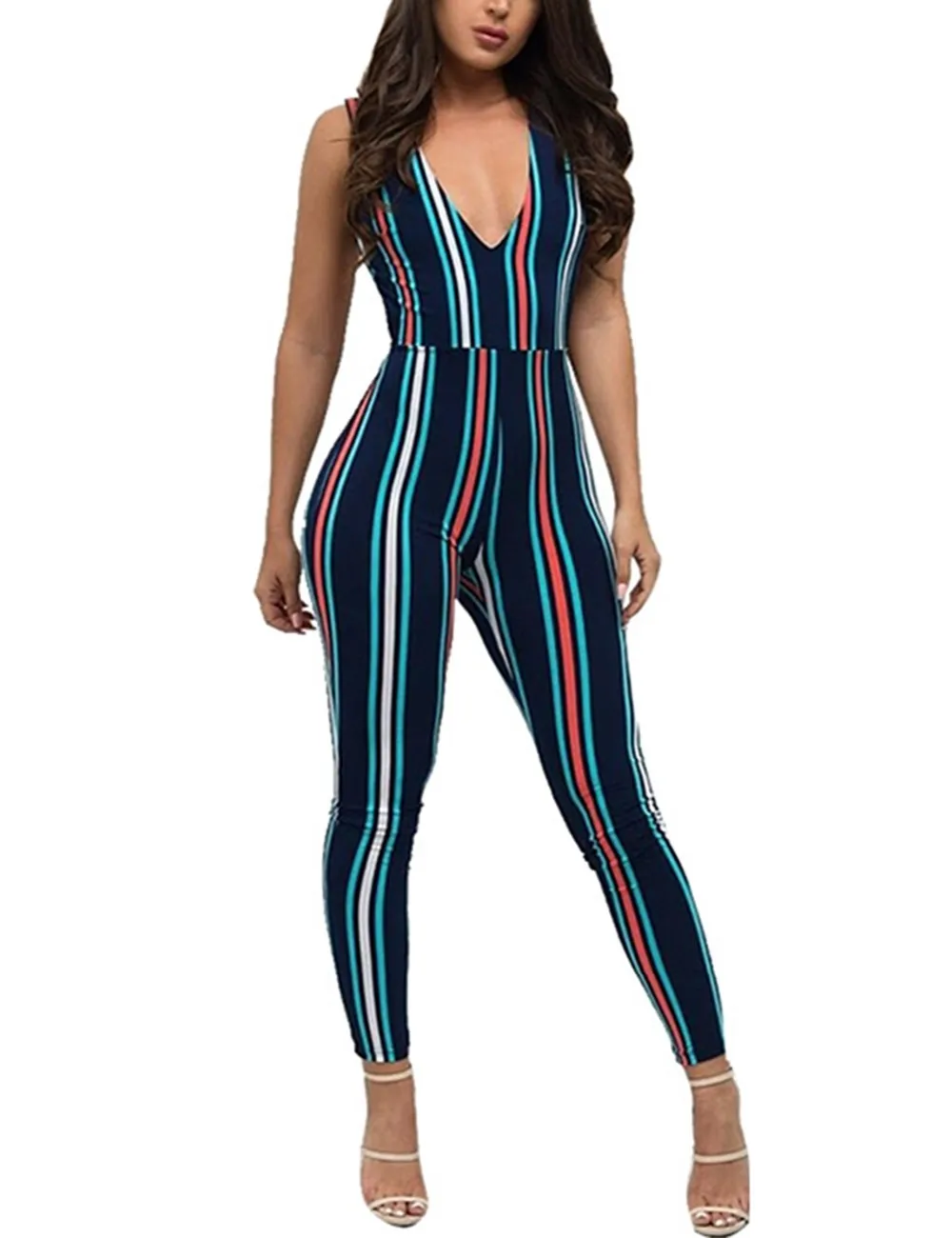 New Arrival Tight Fitting V Neck Backless Black Womens One Piece