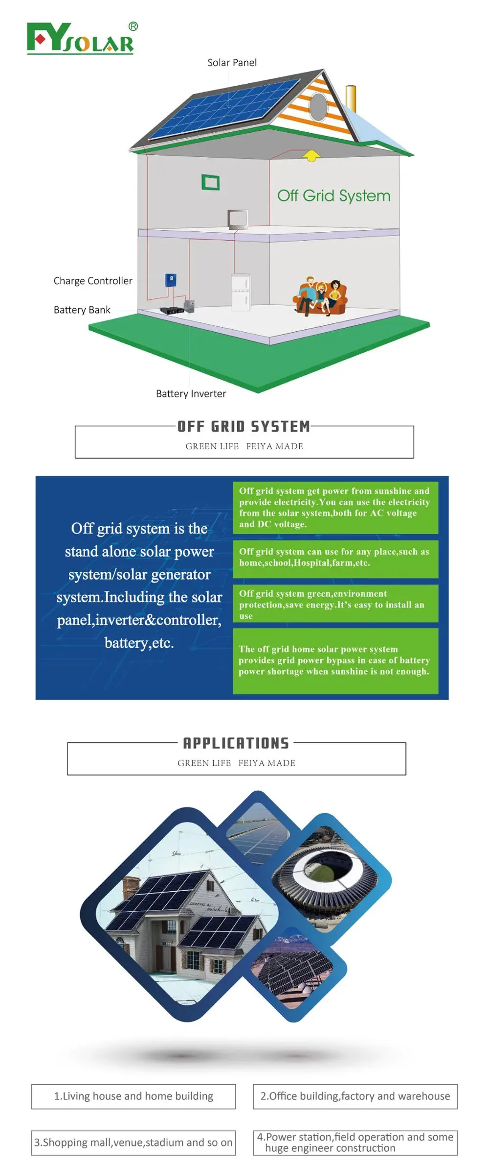 complete off grid solar home system with solar inverter and battery for home use solar power system