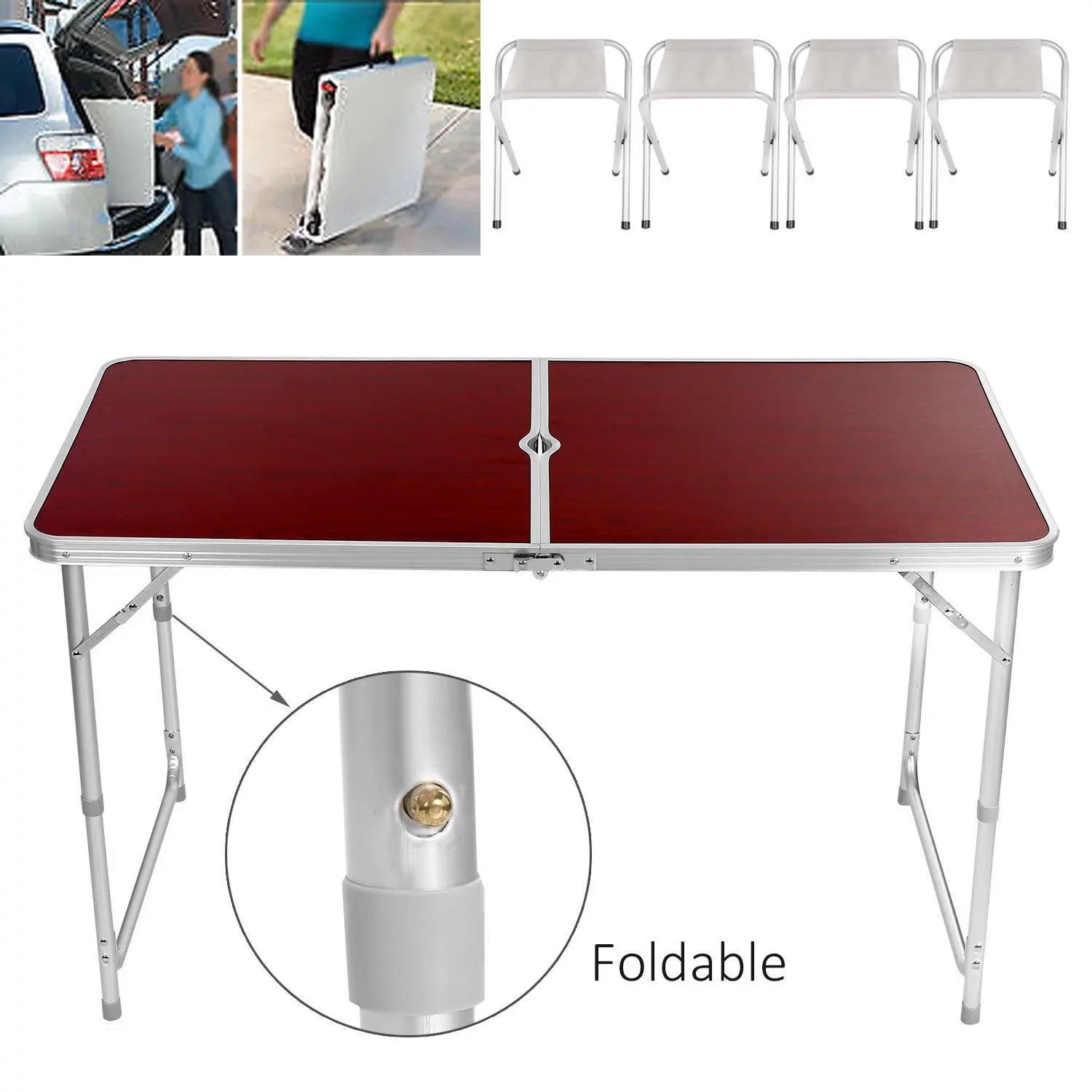 Складной стол со стульями для кемпинга Pinguin Set Table + 4 Stools Petrol