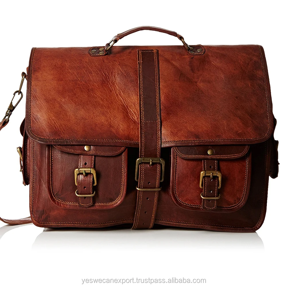 goat leather messenger bag