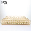 H&D Set 3 Vintage Gold Crystal Square Fruit Tray Storage Vase Cake Stand Plate Dining Room Centerpiece Ornament Xmas Decor Gift