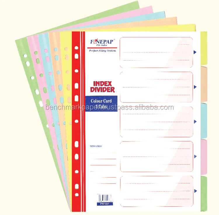 10 A4 Index Dividers Just Stationery Coloured Card