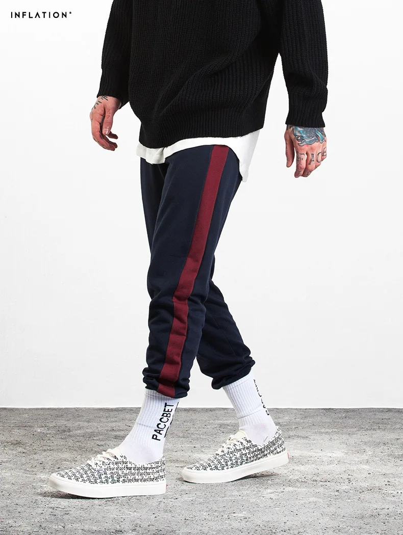 2019 OEM Clothing Contrast Color Cotton Spandex Stripes Jogger Pants Men 
