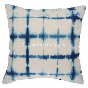 Tie Dye Cotton Fabric Square Pattern Decorative Pillow Cover