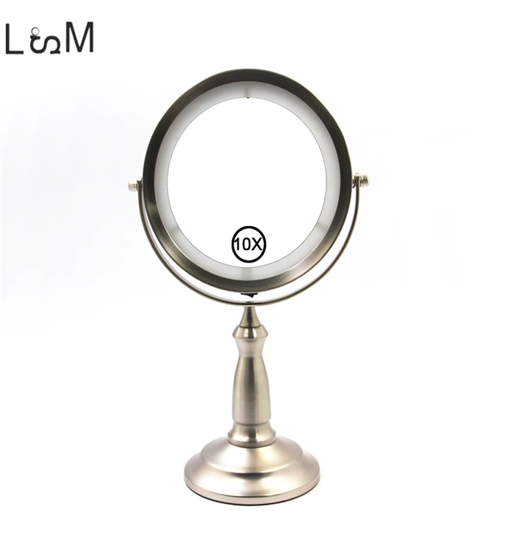 Makeup Round Metal Led 20x Magnification Double Sided Custom Size
