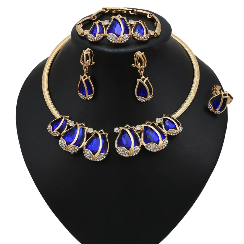 

Yulail 2021 New Perfect Design Crystal Zircon Copper Collar Jewelry Set 18k Gold Wedding Pakistani Bridal Pretty Jewelry Sets