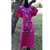 Fashionable Mexican Kaftan Embroidered party mexican dresses wholesale women vintage Tunic Long dress