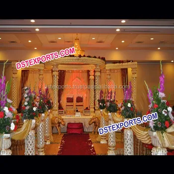Grand Wedding Lotus Mandap Fiber Wedding Six Pillars Mandap Set