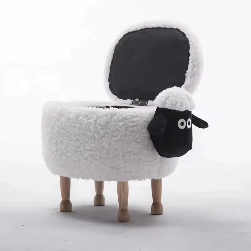 Wholesale Adorable Shaun Sheep Upholstered Animal Footstool Storage