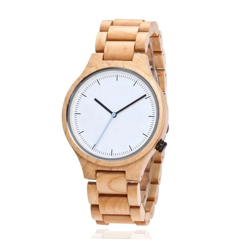 

brief designer herrenuhr men women maple wood watch relojes de mujer, Milky
