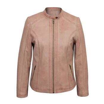 baby pink leather jacket