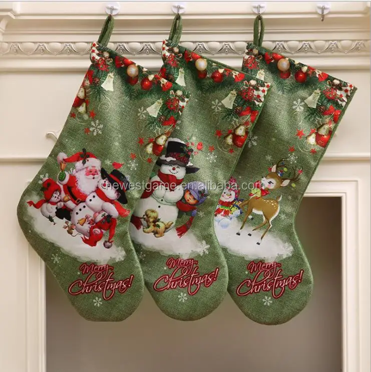 

green christmas socks christmas stocking printing hotel bar party mall hanging Christmas stocking