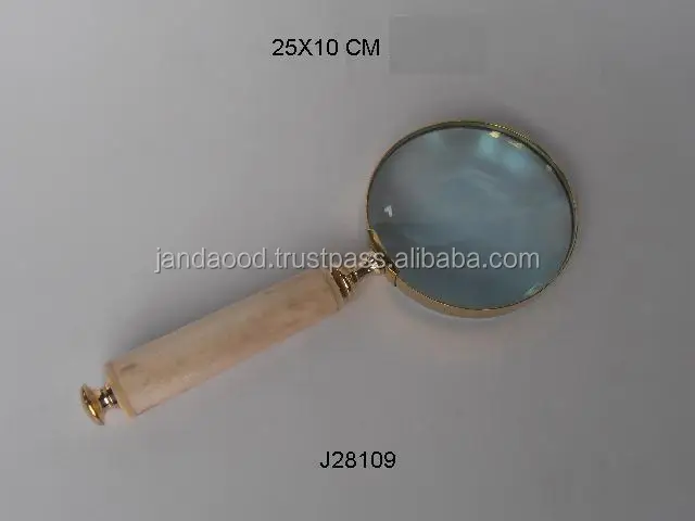 Wooden handle brass magnifier glass magnifying and letter opener set good gift 