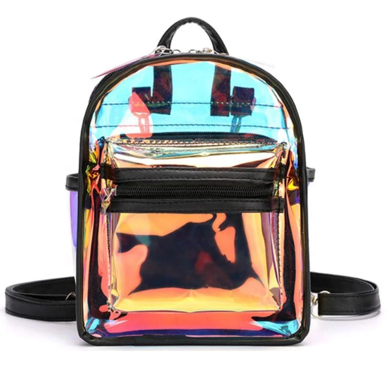 

New Trendy Transparent Laser Shoulder Bag Mini Motorcycle Backpack, Pink,laser,traperent or customize