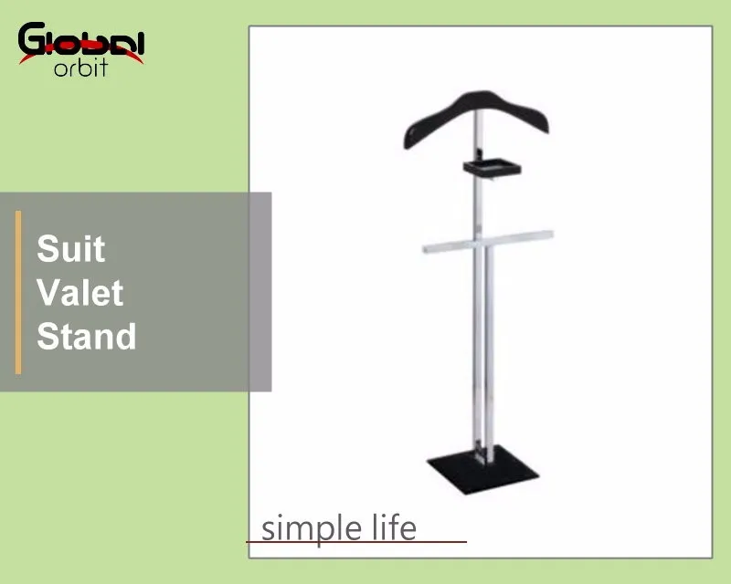 Home Furniture Suit Hanging Holder Wooden Suit Valet Stand With Tray