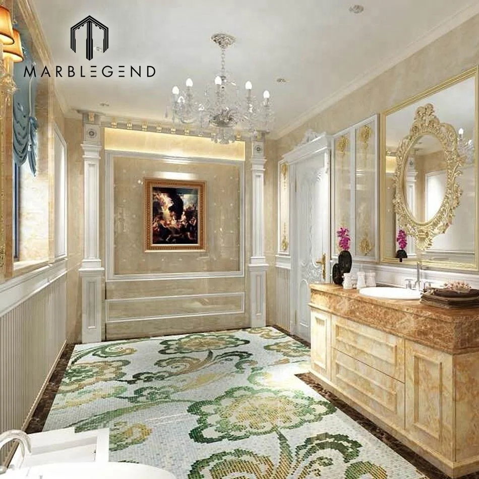 
commercial building construction materials marble art mosaic pattern luxury villa bathroom interior design 