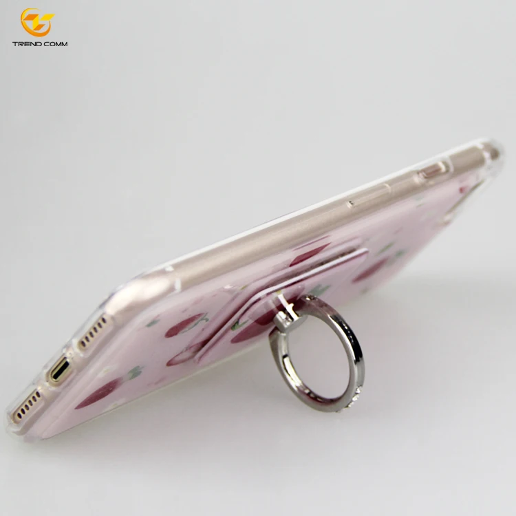 

Girls Pink Gel Exposy TPU With Back Ring Holder Mobile Case For iPhone 7