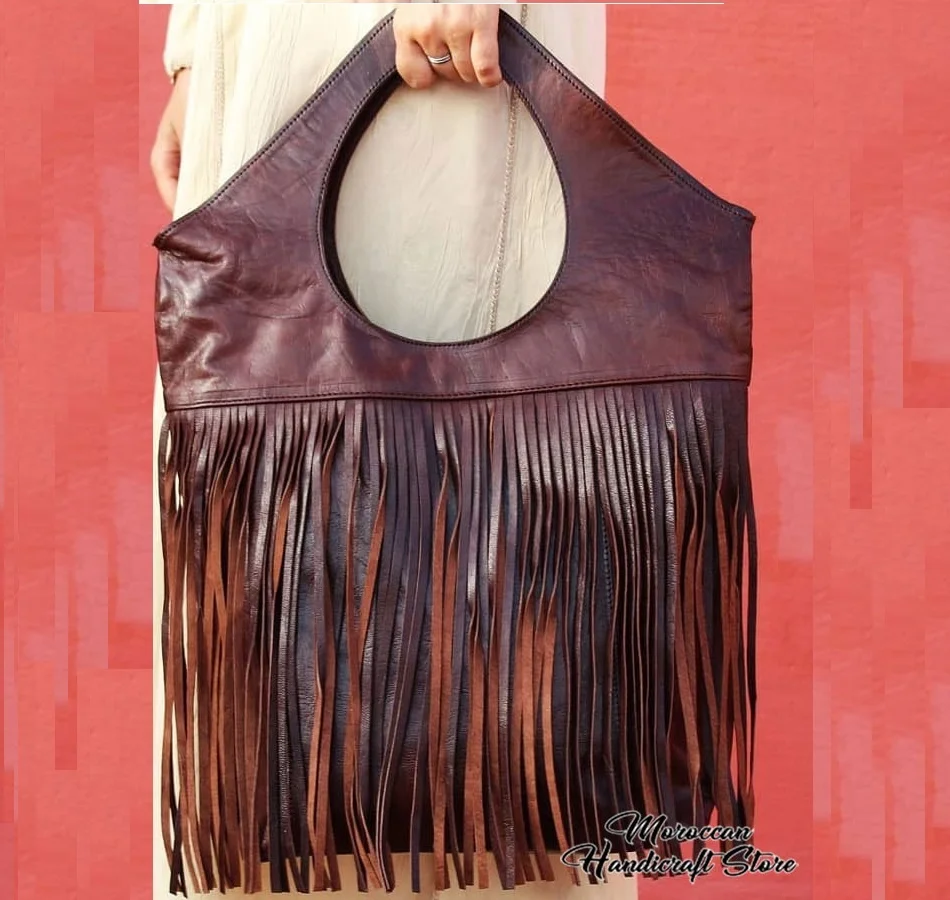 Designer Genuine Smooth Leather Tote Bag Moroccan Genuine Leather Shoulder Bag For Ladies