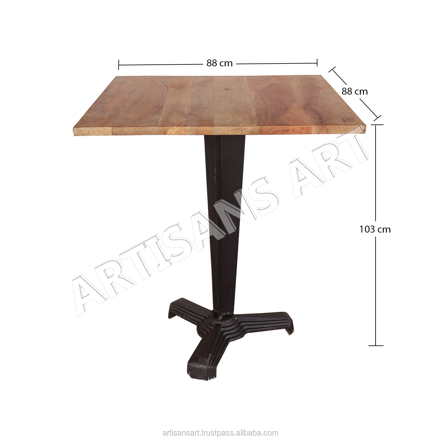 New rustic wooden table base with a new 70cmx70cm table top pub restaurant cafe 