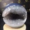 Agate Calcite Crystal Ball Druzy Round Cave Modern Sculpture