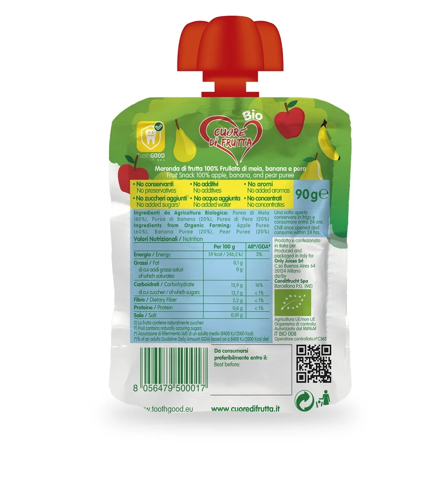 
Apple, banana and strawberry smoothie 90 gr 