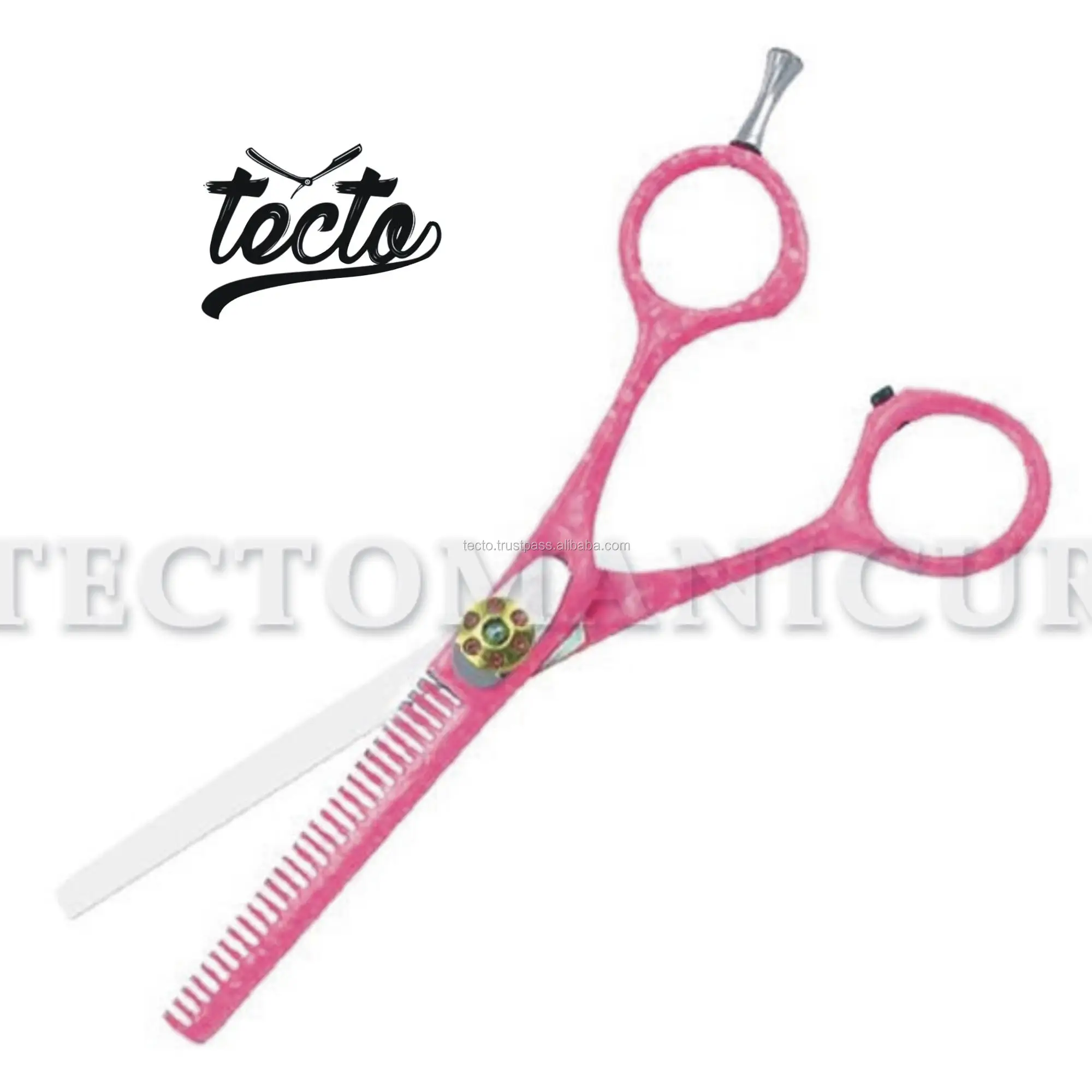 Professional Thinning Scissors 6 Pink Color Adjustable Screw