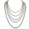 Solid 925 Sterling Silver Mens Tennis Chain - One Row Diamond Chain REAL SILVER NOT BRASS- SHIPS FROM USA