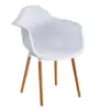 Armrest Pure color plastic dining or coffee chair with wooden leg,HYH-A305W