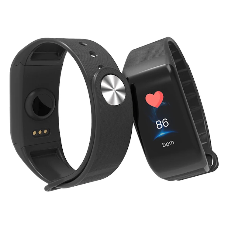 

Smart watch 2019 color touch screen F1 plus smart bracelet fitness health tracker waterproof sport smart band, Black red blue